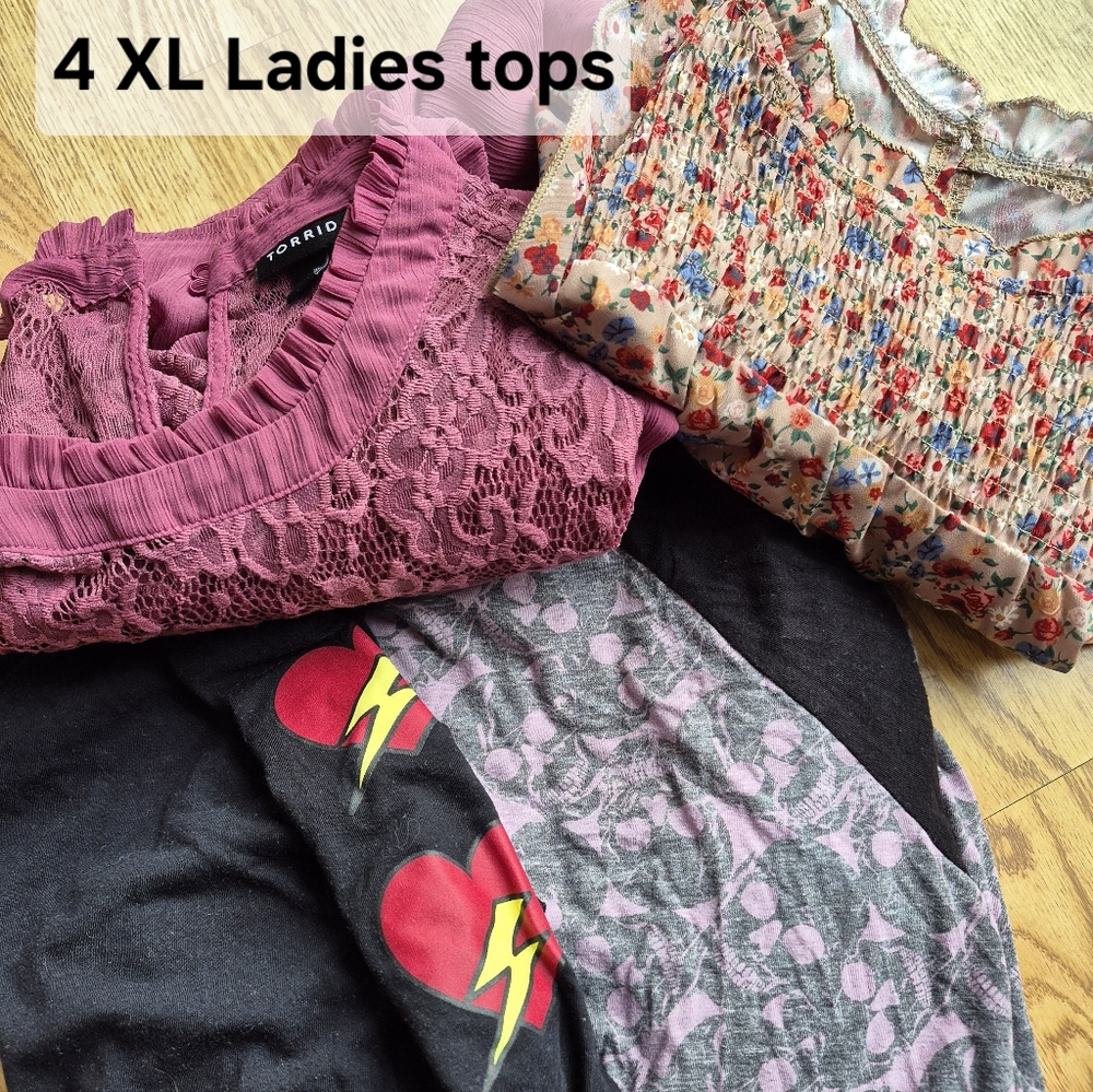 X3 Torrid Women's Tops in Pink, Black, Skeleton And XL Unknown Floral